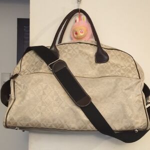 Maxx New York Beige Duffel Bag with Dark Brown Handles And Accents NOW $25